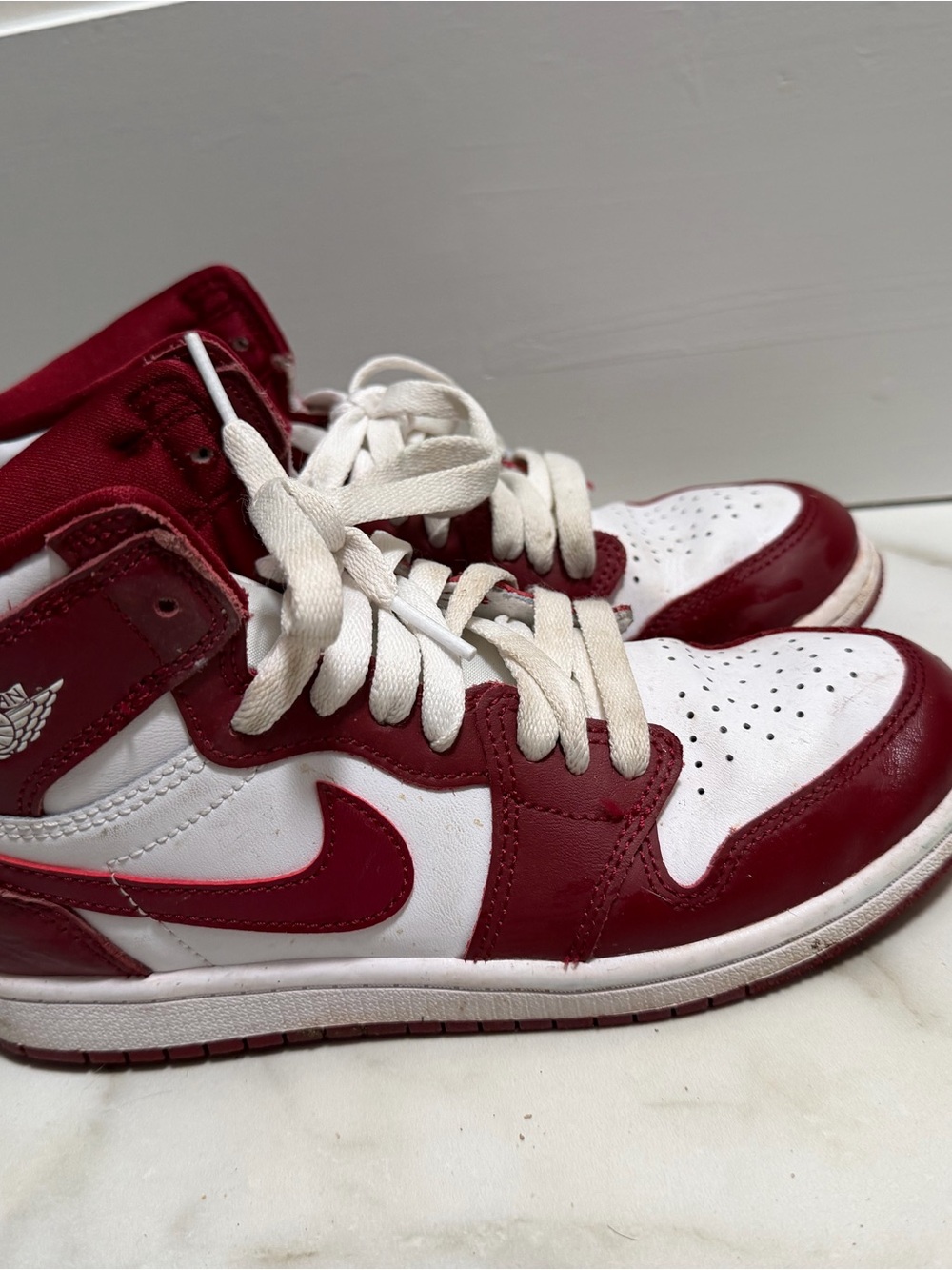 Jordan Kids High-Top Sneakers in White and Red